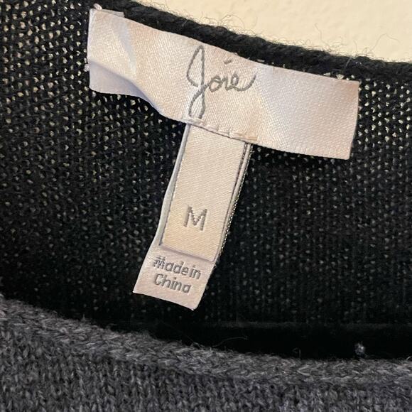 Joie M long sleeve blouse wool cashmere gray black luxury top cozy elegant scoop - Picture 4 of 7